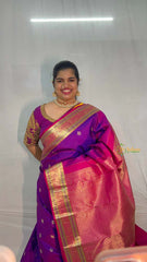 Vriksham Purple & Pink Border With Golden Zari Border Pure Silk Saree-VS4996