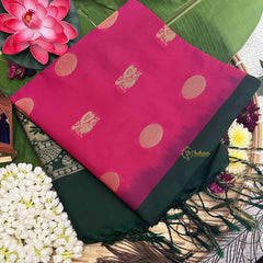 Vriksham Magenta With Golden Butta & Zari Work Green Border Semi Soft Silk Saree-VS4890