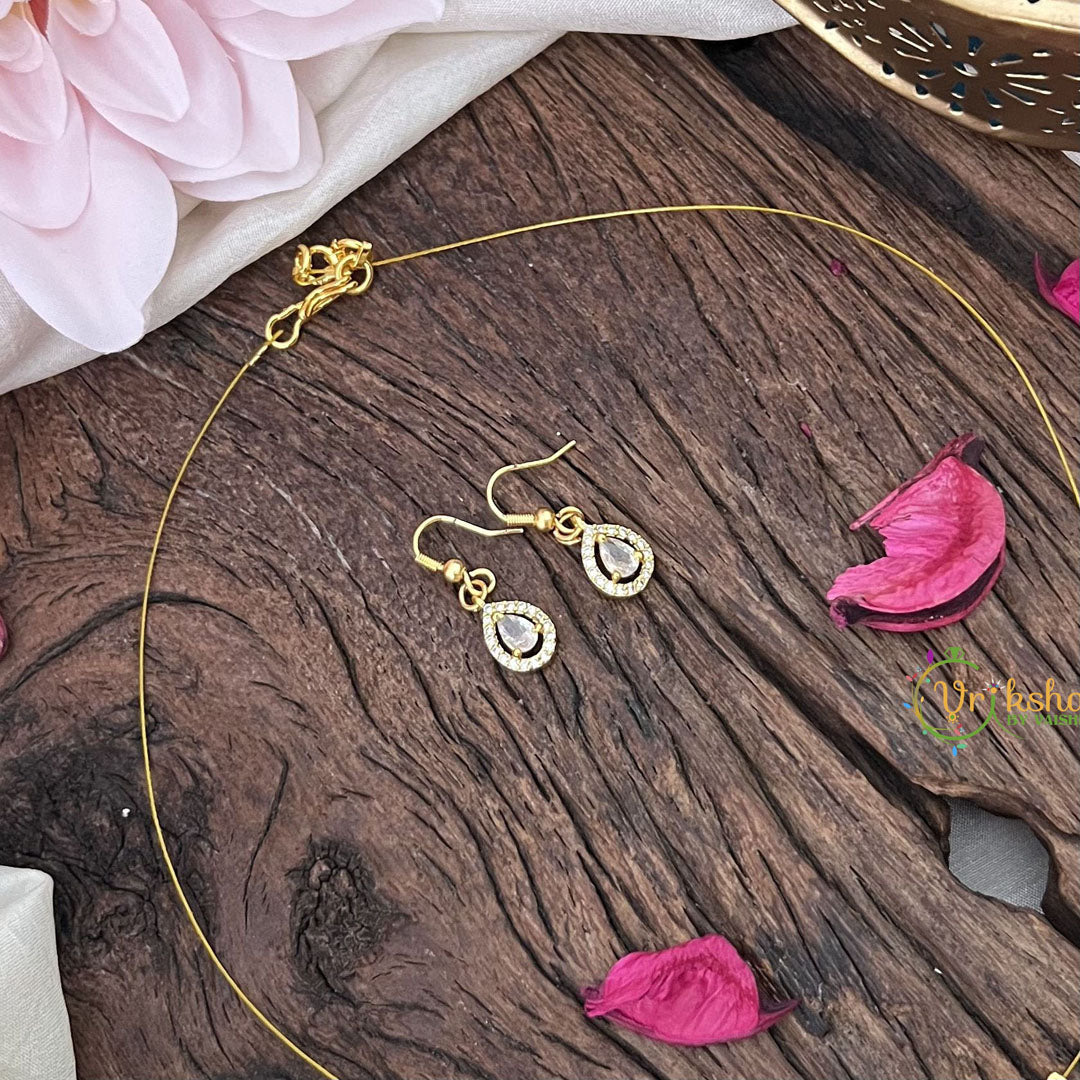 Vriksham Exquisite 5 Tear Drop Invisible Chain-White-G18397