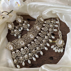 Exquisite White Victorian Diamond Neckpiece-Pearls-VV1785