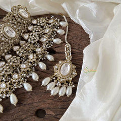 Exquisite White Victorian Diamond Neckpiece-Pearls-VV1785