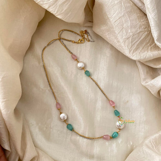 Fancy Beaded Pendant Chain Neckpiece -G12111