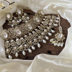 Exquisite White Victorian Diamond Neckpiece-Pearls-VV1785