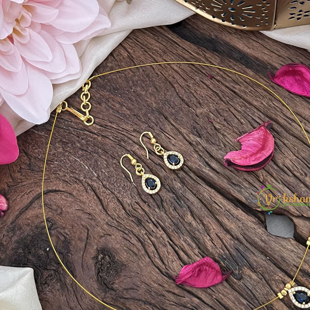 Vriksham Exquisite 5 Tear Drop Invisible Chain-Blue-G18400