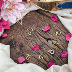 Vriksham Exquisite 5 Tear Drop Invisible Chain-Blue-G18400