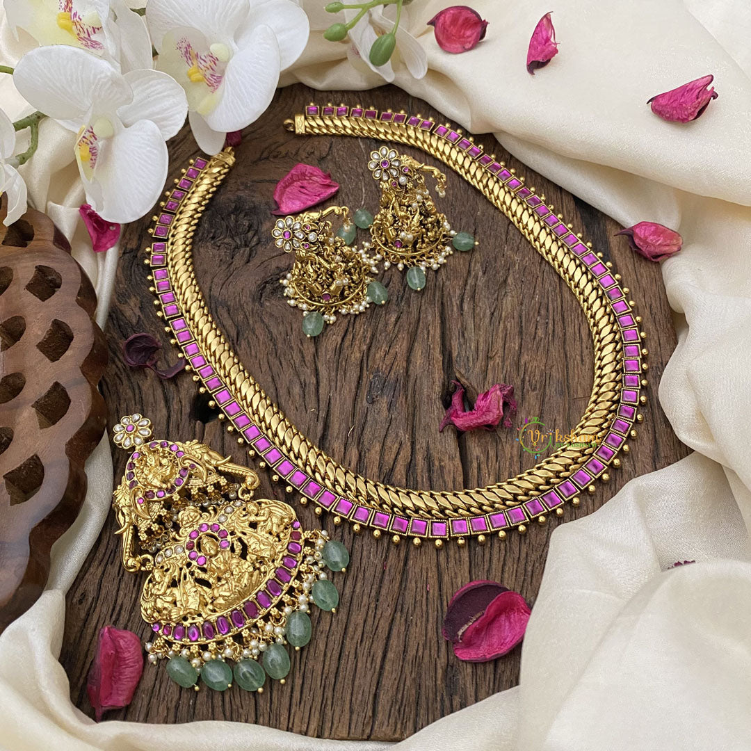 Vriksham Removable Lakshmi Pendant Jalebi Style Jadau Neckpiece-G16218