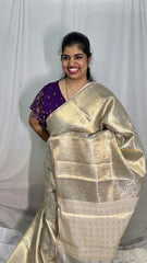 Vriksham Glossy Grey Organza Saree-Handloom-VS4246