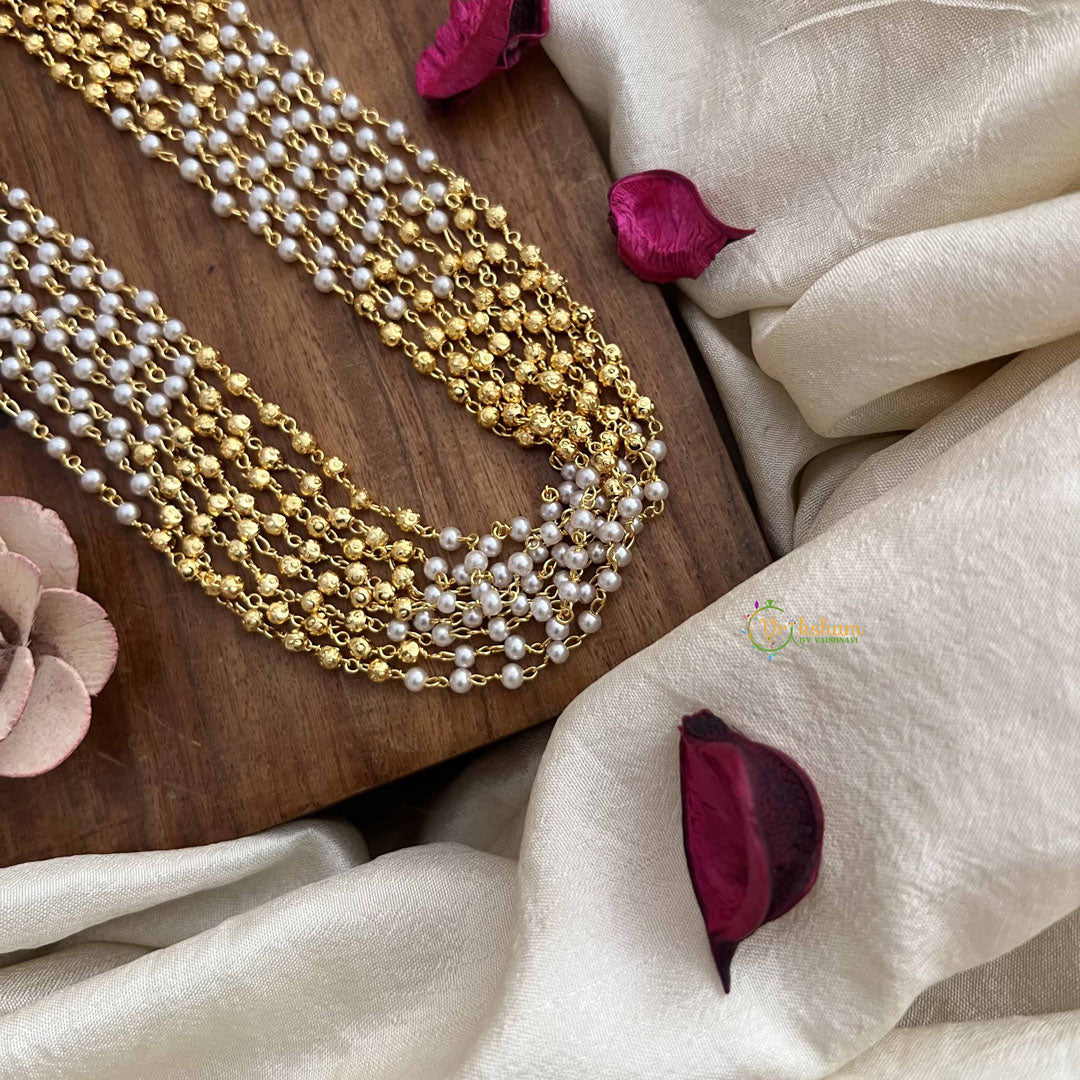 Vriksham Zarina 8 Layered Pearl & Gold Beaded Traditional Ethnic Pearl Beaded Mala-G20106