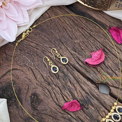 Vriksham Exquisite 3 Tear Drop Invisible Chain-Blue-G18399
