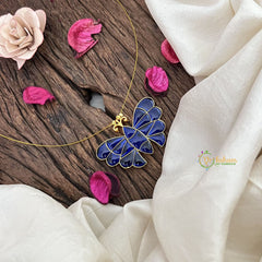 Vriksham Butterfly Pendant Invisible Chain-Blue-G18402