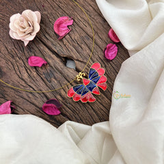 Vriksham Butterfly Pendant Invisible Chain-Red & Blue-G18403