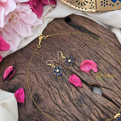 Vriksham Flower Pendant Invisible Chain Neckpiece-Blue-G18423