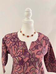 Vriksham Dusty Rose Heritage With Traditional Floral Vines Kalamkari Kurti-VS5074