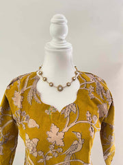 Vriksham Mustard Yellow Bird & Vine Pen Kalamkari Kurti-VS5068