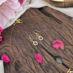 Vriksham 5 Tear Drop Pendant Invisible Chain Neckpiece-White Red-G18433