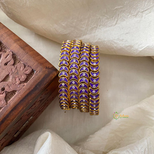 Single Line Chand Kids Silk Thread Kundan Bangle-Purple-G12292