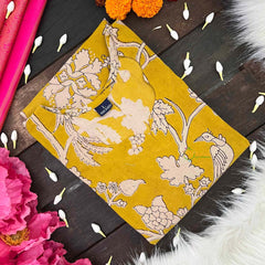 Vriksham Mustard Yellow Bird & Vine Pen Kalamkari Kurti-VS5068