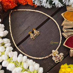 Vriksham Premium Ganesha AD Stone Pendant Hasli Choker-Pastel Pink-G22205