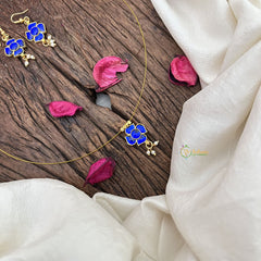 Vriksham Exquisite Floral Pendant Invisible Chain-Blue-G18415