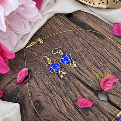 Vriksham Exquisite Floral Pendant Invisible Chain-Blue-G18415