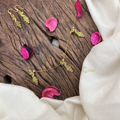 Vriksham Gold Look Alike 3 Peacock Pendant Invisible Chain-G18411