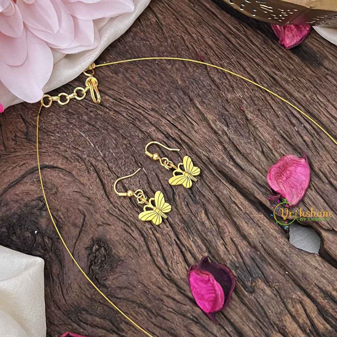 Vriksham Gold Look Alike 3 Butterfly Pendant Invisible Chain-G18412