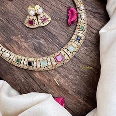 Vriksham Exquisite AD Stone Hasli Choker-Multicolor-G16304