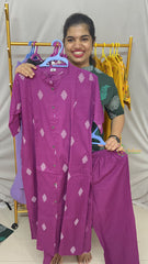 Vriksham Simple Print Co-ord Set-Purple-VS4421