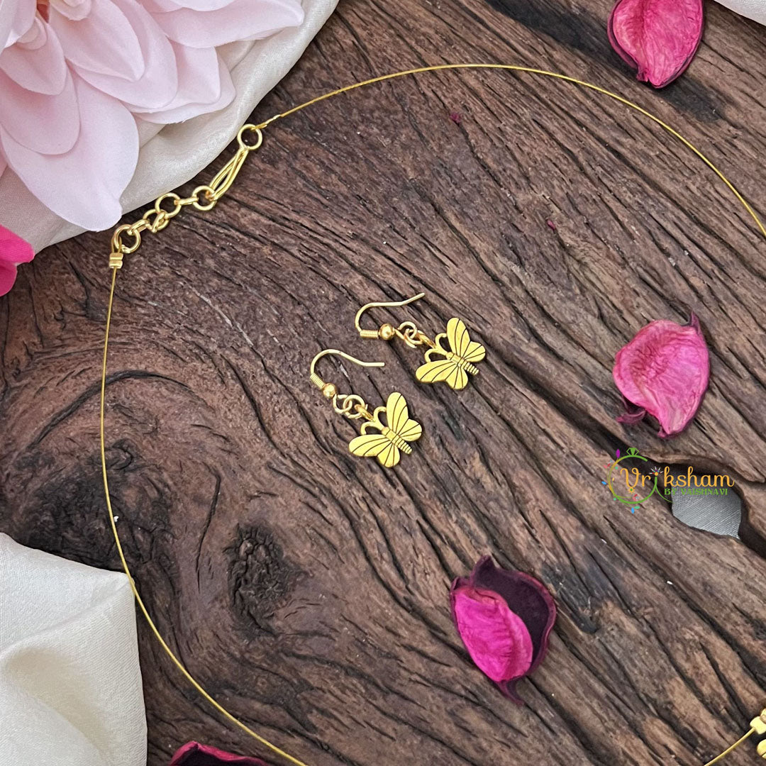 Vriksham Gold Look Alike Butterfly Pendant Invisible Chain-G18413