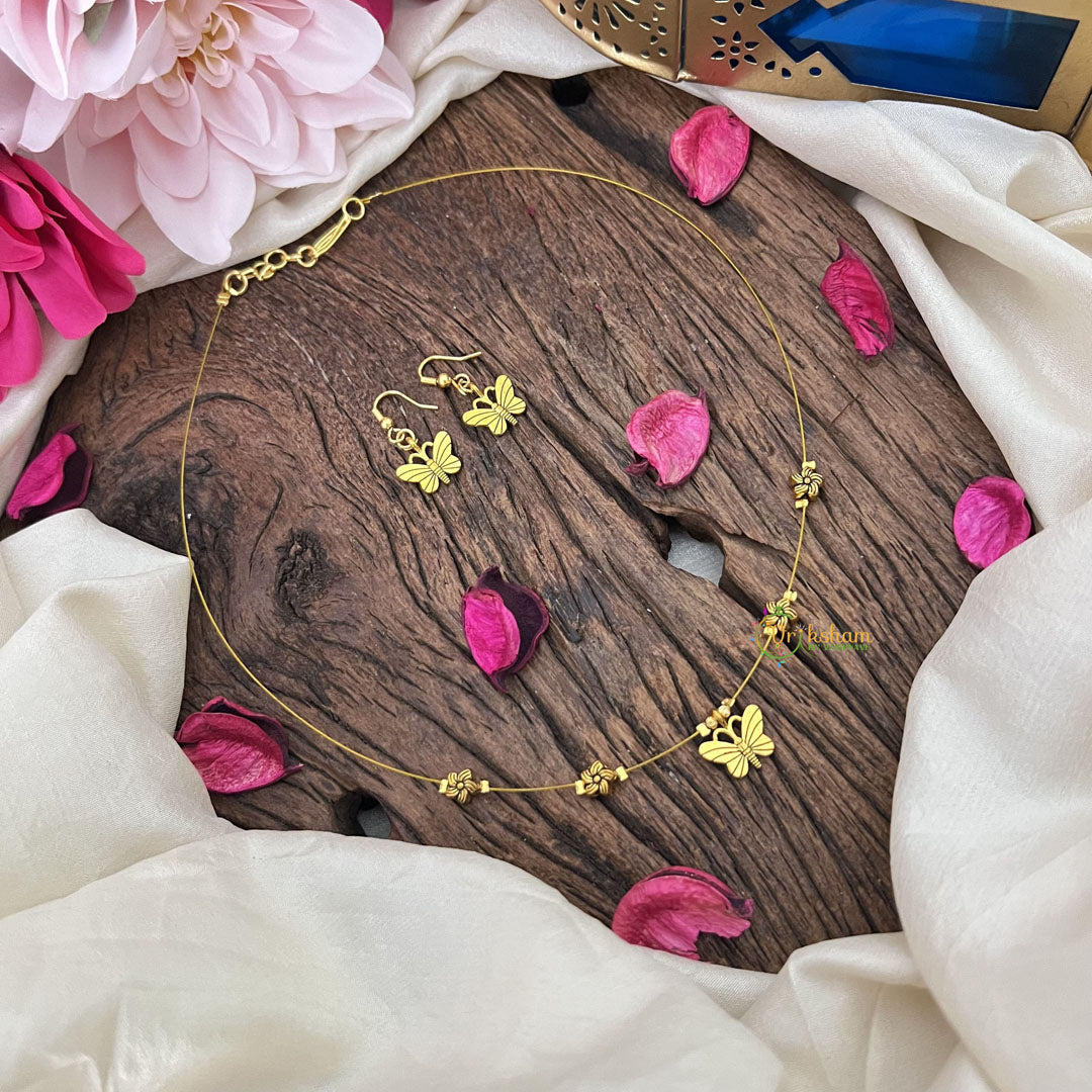 Vriksham Gold Look Alike Butterfly Pendant Invisible Chain-G18413