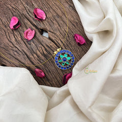 Vriksham Unique Round Shape Floral Invisible Chain-Blue Green-G18367
