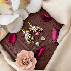 Vriksham Classic Parrot Style Pearl Detailing Kundan Jadau Bugadi-Red White-J4149