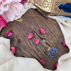 Vriksham Unique Round Shape Floral Invisible Chain-Blue-G18366