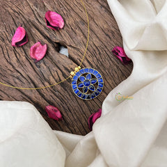 Vriksham Unique Round Shape Floral Invisible Chain-Blue-G18366