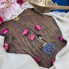 Vriksham Unique Round Shape Floral Invisible Chain-Blue-G18366