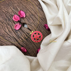 Vriksham Unique Round Shape Floral Invisible Chain-Red-G18364