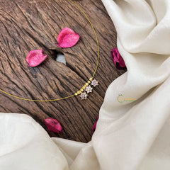 Vriksham Gold Look Alike AD Stone 3 Floral Invisible Chain-Lavender-G18342