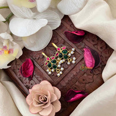 Vriksham Pushpika Style Pearl Drop Kundan Jadau Bugadi-Green Red-J4140