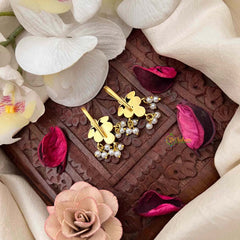 Vriksham Pushpika Style Pearl Drop Kundan Jadau Bugadi-Green Red-J4140