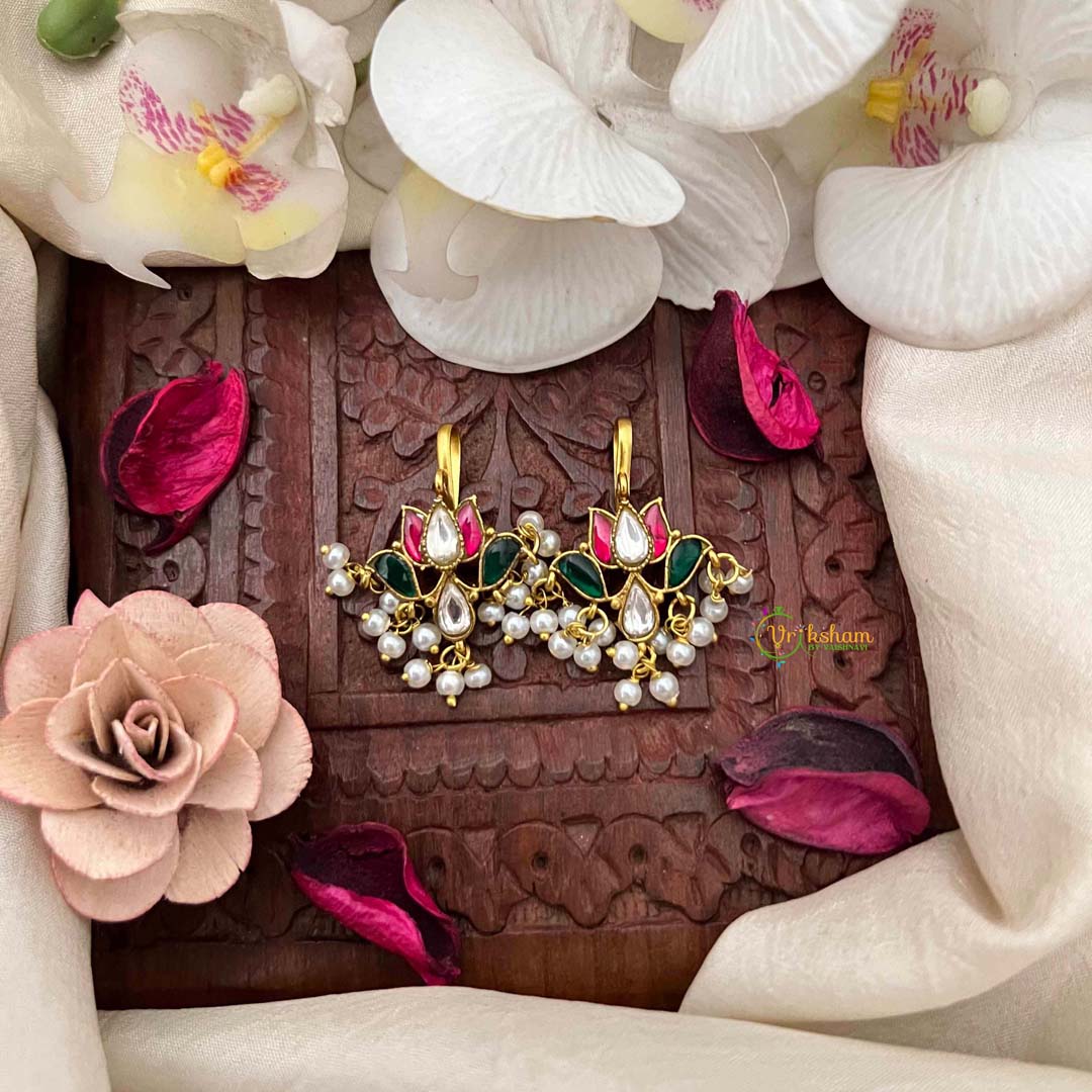 Vriksham Elegant Lotos Style Pearl Drop Kundan Jadau Bugadi-J4148