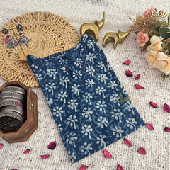 Vriksham Blue Floral Handblock Cotton Short Kurti-VS4259