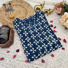 Vriksham Blue Handblock Cotton Short Kurti-VS4270