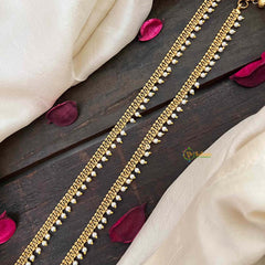 Vriksham Classic Minimalists Golden Look Pearls Style Anklets-G22211