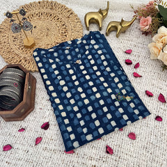 Vriksham Blue Square Handblock Cotton Short Kurti-VS4264