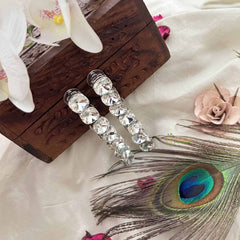 Vriksham Arya Crystal  Silver-Tone Sparkling Rhinestone Statement Hoops Earrings-G20159