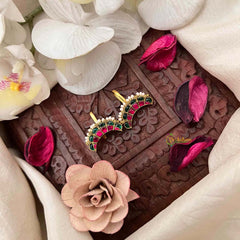 Vriksham Unique Down Side Emerald Ruby Crescent Pearl Detailing Kundan Jadau Bugadi-J4145