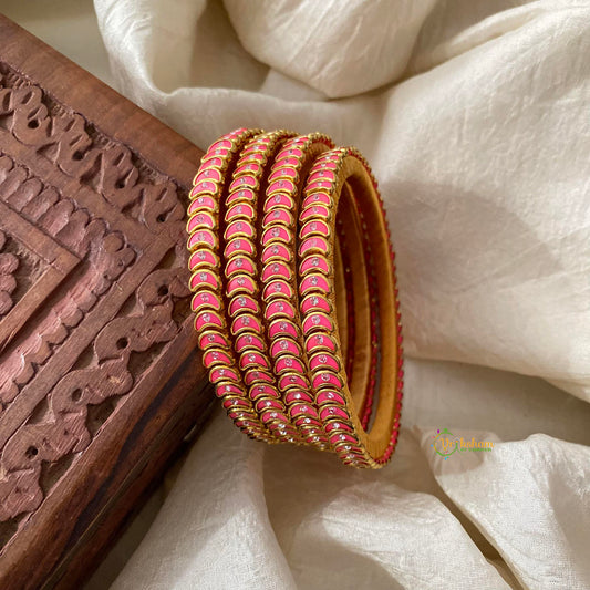 Pink Stone Silk Thread Kundan Bangle-Chand-G12280