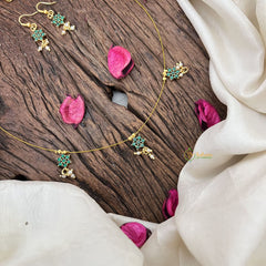 Vriksham Exquisite AD Stone Floral Invisible Chain-Green-Pearls-G18360