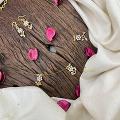Vriksham Exquisite AD Stone Floral Invisible Chain-White-Pearls-G18362