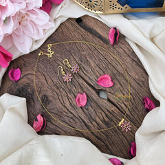 Vriksham AD Stone Floral Invisible Chain-Red-G18358